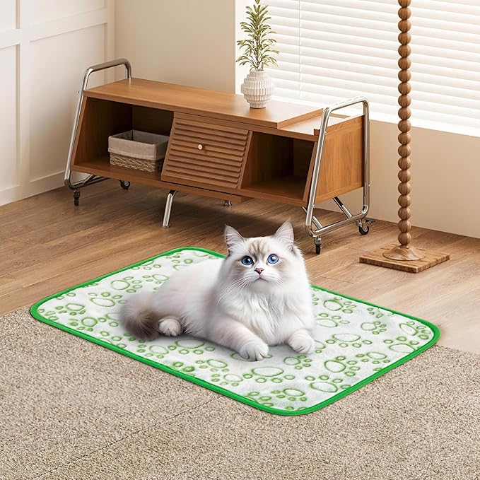 Green Soft Puppy Blanket, with Flannel Green Cute Paw Print, 24 * 32 inches - Image 4