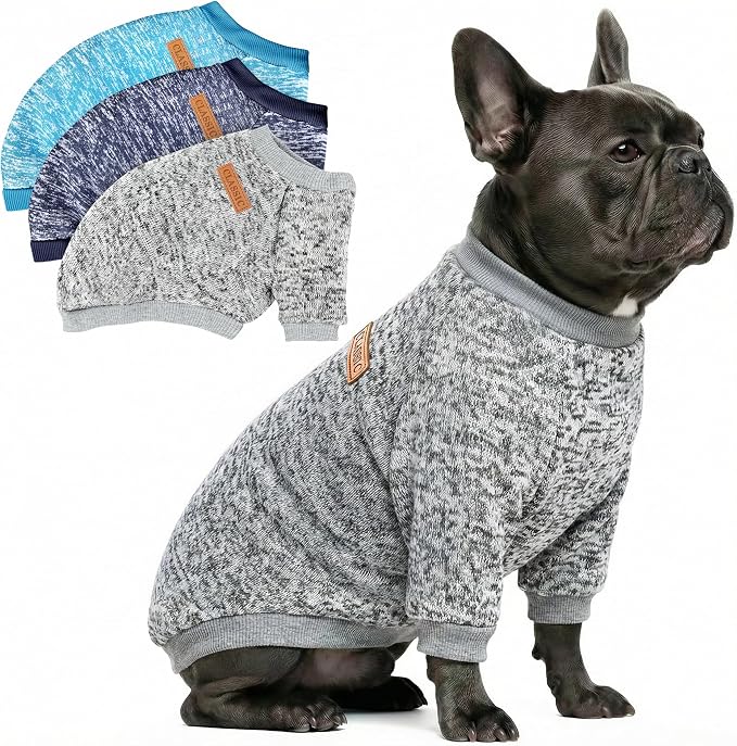 3 Pack Dog Sweaters for Small Dogs Girl Boy Winter Fleece Clothes Warm Soft Dog by BAOBICUTE