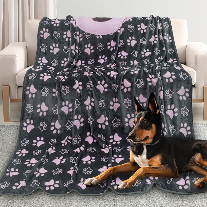 Dog Blankets for Large Dogs, Washable Pet Blanket, Soft Crate Bed by Gowyeg