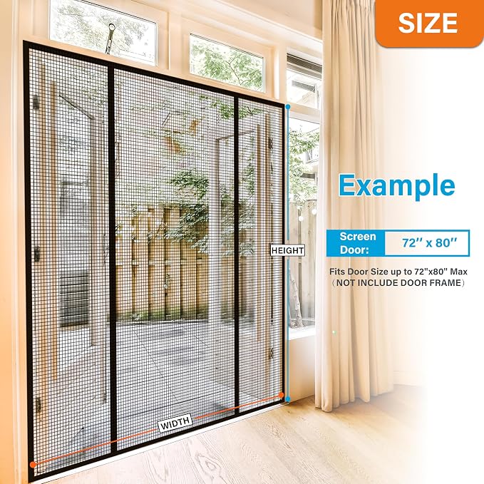 Double Door Fiberglass Magnetic Screen Door，Screen Door Mesh，Keep Bugs Out - Image 2