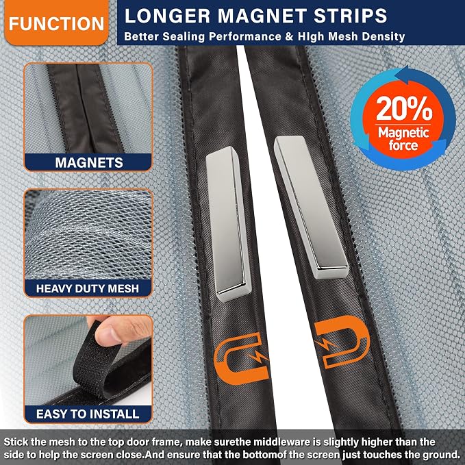 Magnetic Screen Door，Screen Door Mesh，Keep Bugs Out, Heavy-Duty Mesh Curtain - Image 3
