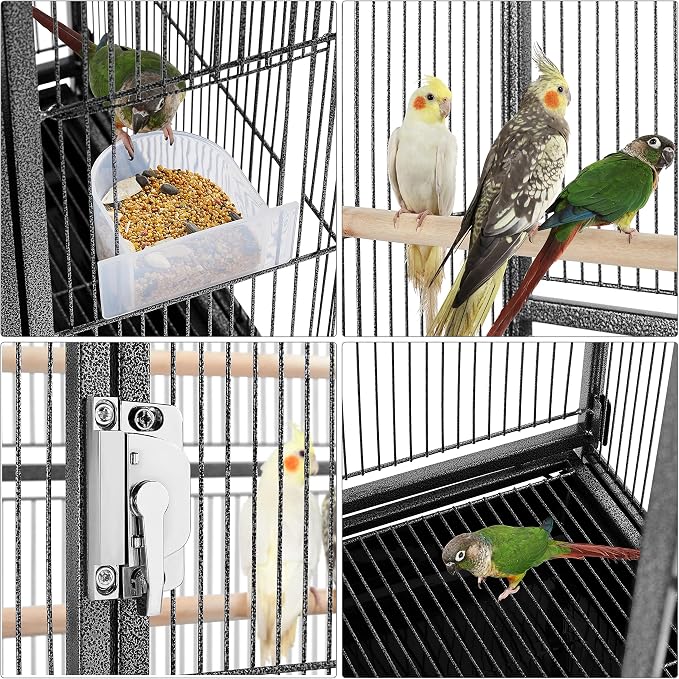 Yaheetech 54-inch Wrought Iron Standing Large Parrot Parakeet Flight Bird Cage - Image 4