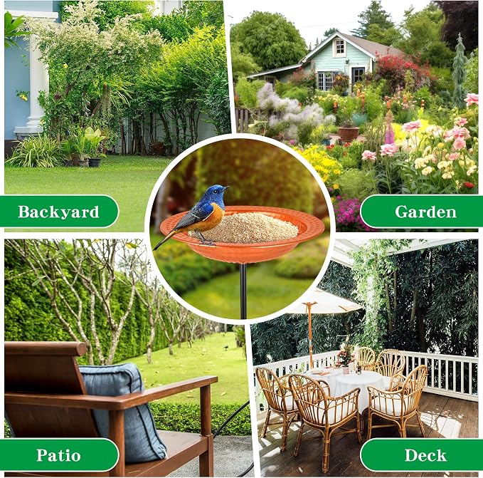 Metal Bird Bath Stand for Outdoors Garden, Bird Baths Birdbaths Bowl - Image 6