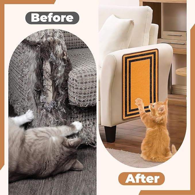 Cat Scratcher Mat, 23.6x15.7 Inch Natural Sisal Cat Scratch Pad, Horizontal Cat - Image 5