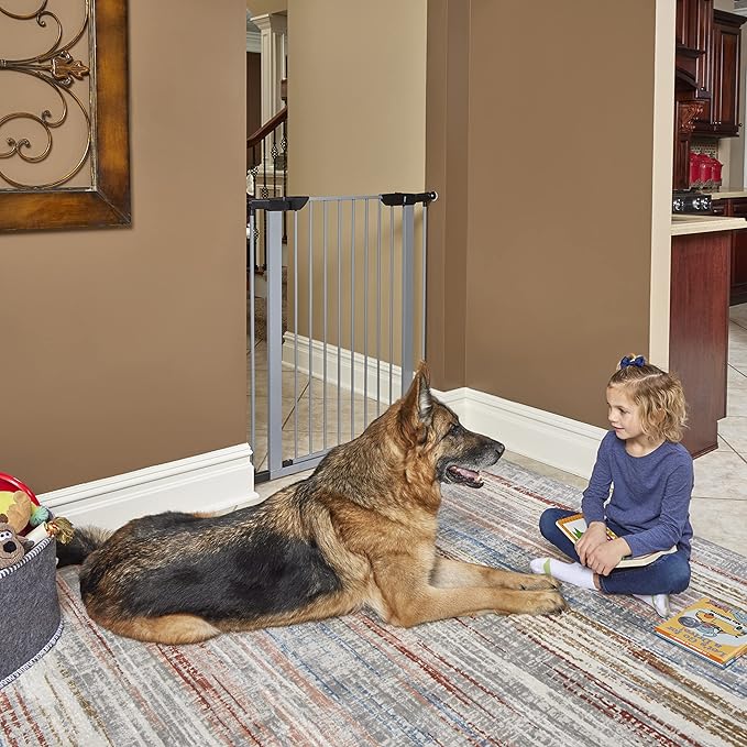 MidWest Homes for Pets 39-Inch High Walk-thru Pressure Mounted Gray Steel Dog - Image 4