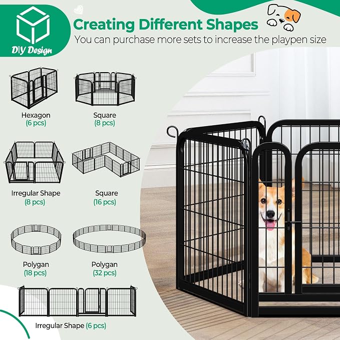 Yaheetech Dog Playpen Outdoor 24 inch 12 Panels Indoor Dog Fence Metal Dog Pen - Image 5