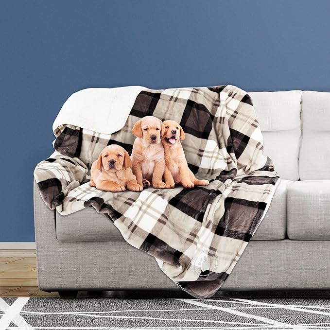 Pet Blanket - Reversible Waterproof Plaid Throw Protects Couch, and Bed from - Image 4