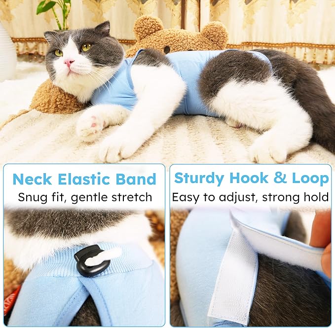 Cat Recovery Suit, Kitten Surgical Bodysuit - Image 3