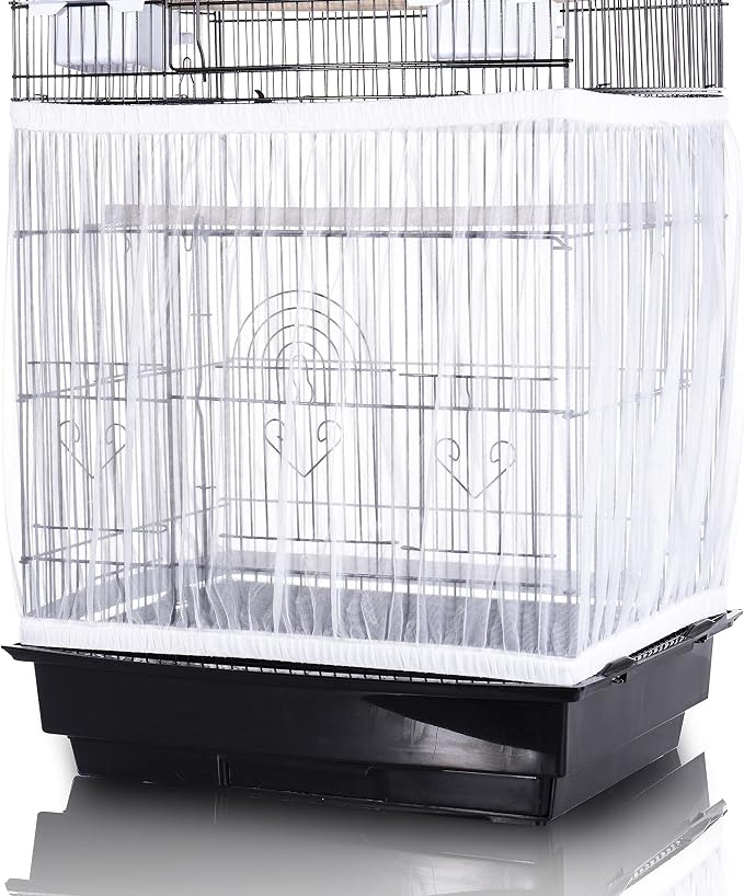 Tamu style Bird Cage Seed Catcher, Stretchy Form Fitting Mesh Skirt Cover by Tamustyle