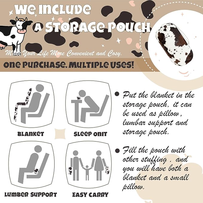 Bnuitland Brown Cow Print Flannel Throw Blanket - Image 3