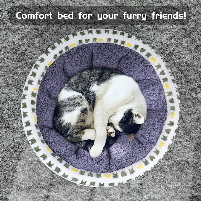Super Soft Small Dog & Cat Bed, Anti-Anxiety Puppy Cuddler, Cozy Round Fluffy - Image 3