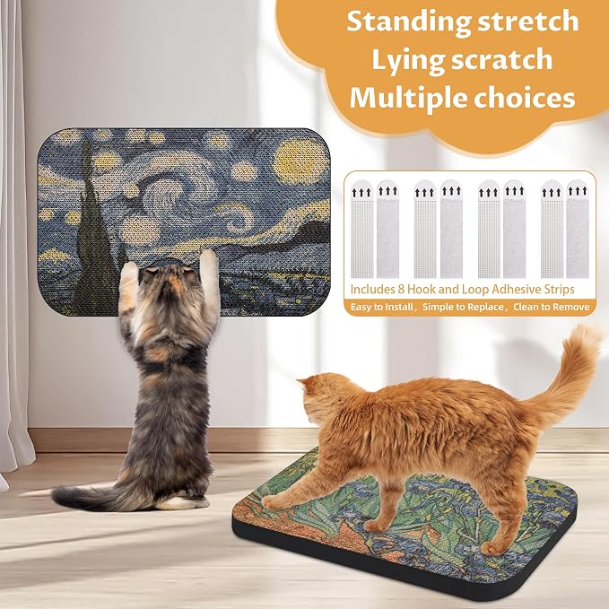 2 Pack Art Cat Scratcher, Wall-Mountable Cat Scratch Pad, Cat Wall Scratcher - Image 3