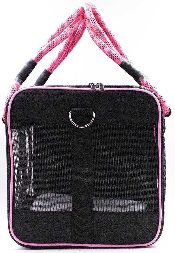 Buddy's Best Airline Approved Pet Carrier Black & Pink Heavy Duty, Fits Under - Image 8