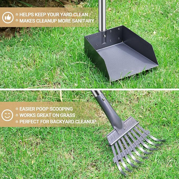 Heeyoo Dog Pooper Scooper, Dog Poop Tray and Rake Set, Pet Waste Removal Scoop - Image 6