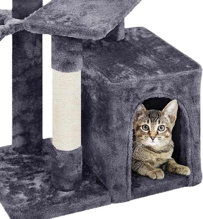 Topeakmart Cat Tree Cat Tower for Indoor Cats, 34.5in Cute Cat Tree Activity - Image 5