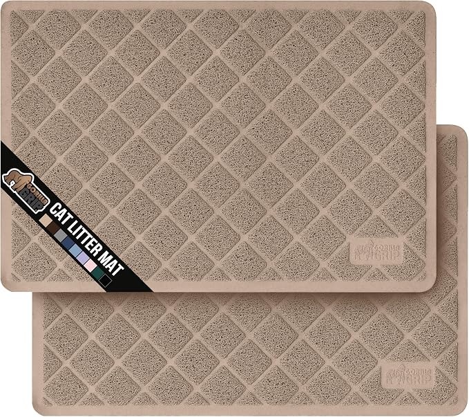 GORILLA GRIP Cat Litter Box Mat, 35x23 2 Pack, Water Resistant, US Designed by GorillaGrip