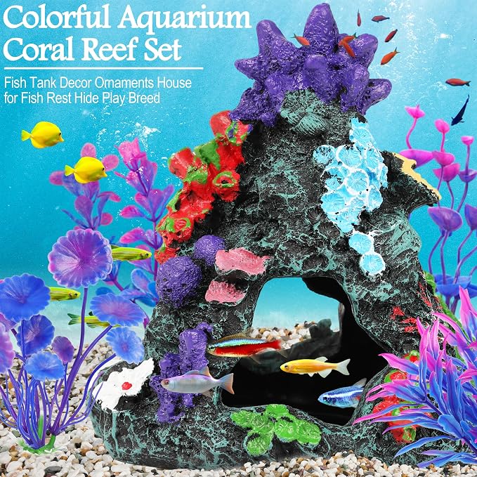 MyLifeUNIT Fish Tank Decorations, 7 Pieces Aquarium Plants Set - Image 3