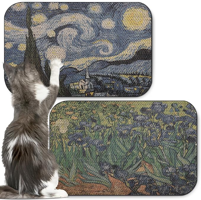 2 Pack Art Cat Scratcher, Wall-Mountable Cat Scratch Pad, Cat Wall Scratcher by LESISSMER
