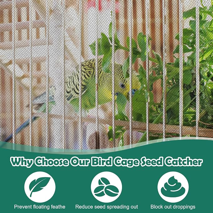 2 Pack Bird Cage Seed Catcher Guard, Bird Cage Cover, Heavy Duty Adjustable - Image 4