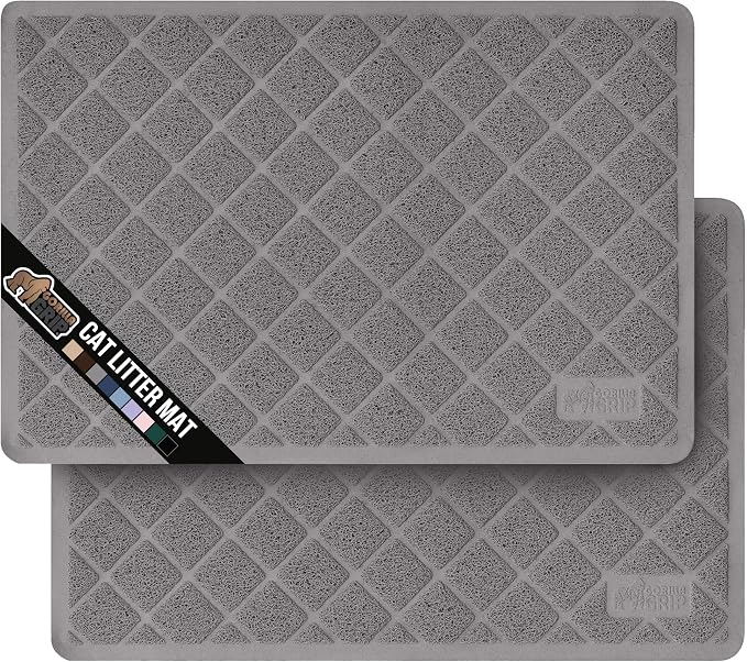 GORILLA GRIP Cat Litter Box Mat, 35x23 2 Pack, Water Resistant, US Designed by GorillaGrip