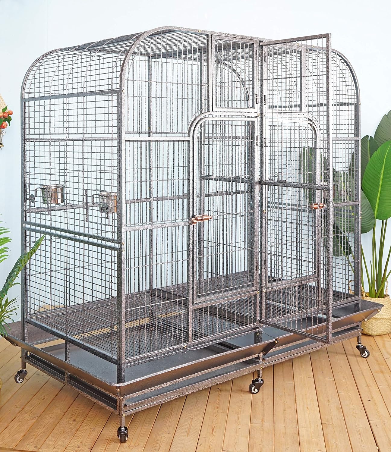 Double Bird Cage with Center Divider, W64xD32xH73 - GlobalHabitat Supply