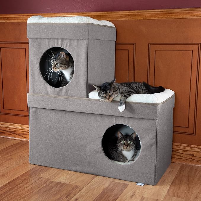 Kitty City Large Stackable Cat Condo & Cube House, Modular Indoor Cat Furniture - Image 4