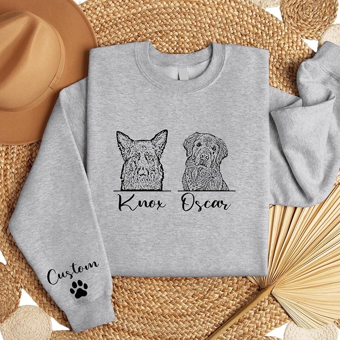 Custom Dog Mom Sweatshirt, Personalized Line Art Portrait Dog Hoodie, - Image 7