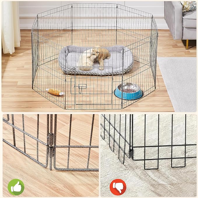 Yaheetech 24" High 8 Panel Foldable Metal Dog Exercise Pen Pet Playpen Dog - Image 6