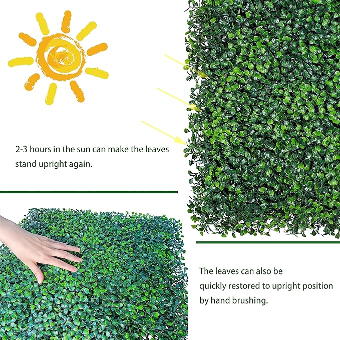 Artificial Boxwood Roll: 60 X 120 in UV-Anti Faux Ivy Boxwood Hedge Leaf Grass - Image 5