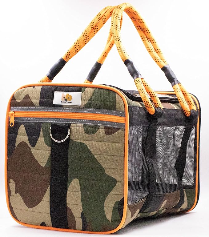 Buddy's Best Airline Approved Pet Carrier – Army Camo & Orange - Image 2