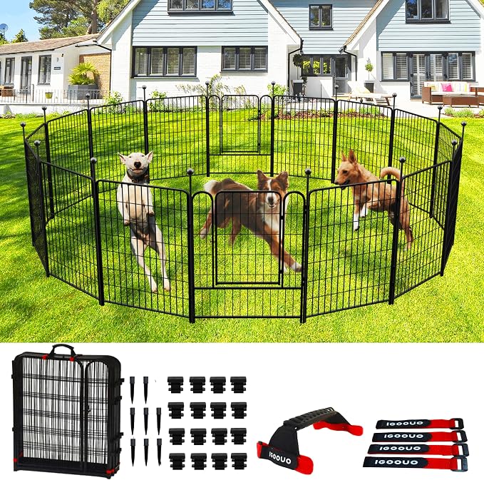 Portable Dog Fence Outdoor for Yard 36'' High, Dog Playpen by IGOOUO