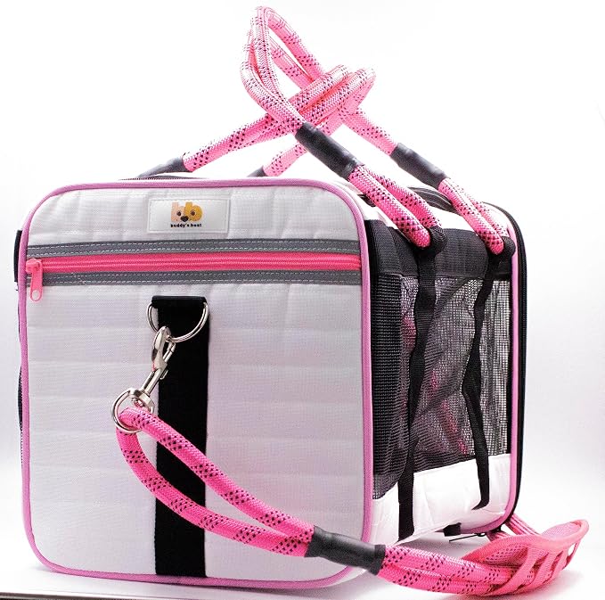 Buddy's Best Airline Approved Pet Carrier – White & Pink Heavy Duty, Fits Under - Image 9
